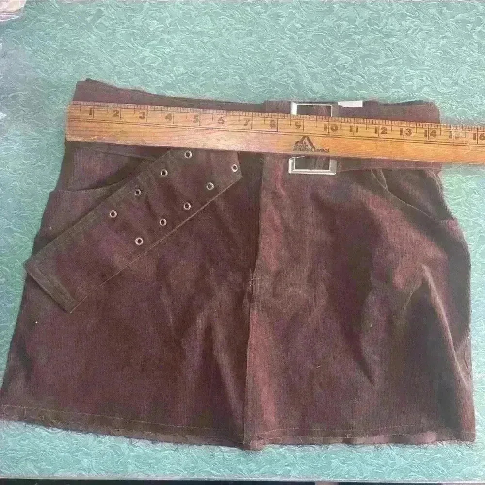 Rue 21 brown corduroy mini skirt with raw edge size small New with Tag - Picture 2 of 7